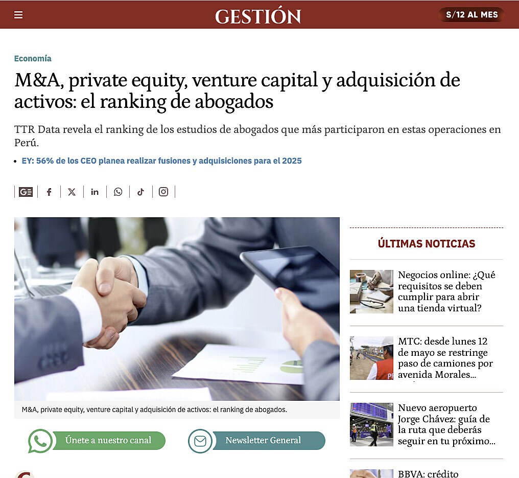M&A, private equity, venture capital y adquisicin de activos: el ranking de abogados